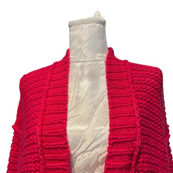 Moth Anthropologie Pink Cardigan Womens Sz XS Open Front High Low Chunky Knit - Picture 5 of 15
